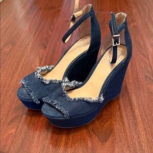 Vince Camuto Denim Wedge Sandals